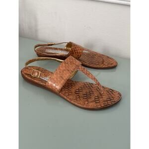 Vintage Y2K 90s Cristina Rossi Snakeskin Thong Sandal Light Brown Sz 7.5‎ Italy